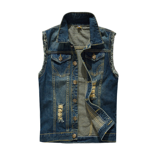 Men's denim vest large size vest motorcycle waistcoat casual vest