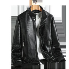 Men's Fashion Crocodile - Pattern Faux Leather Stand Collar Single Breasted Stylish Jacket