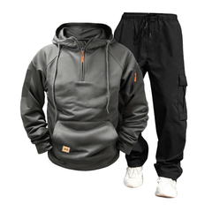 Men's Casual Solid Color Hooded Sweatshirt And Pants Set 54142080Y