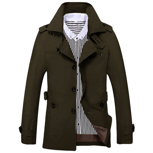 Men's Cotton Trench Coat: Mid-Length, Casual Autumn Outerwear