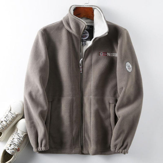 Men's High-Collar Fleece Jacket - Perfect for Outdoor Adventures and Casual Wear