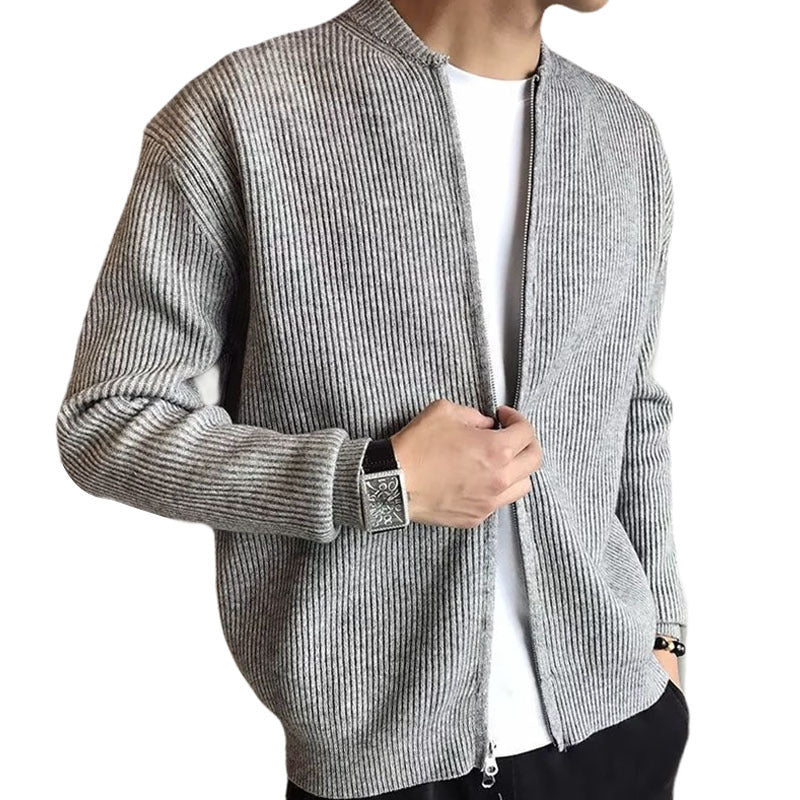 Stylish Men's Zip-Up Knit Cardigan - Perfect for Casual and Formal Wear