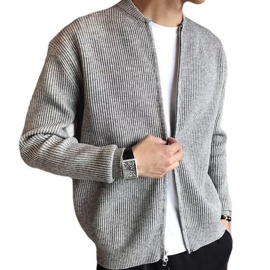 Stylish Men's Zip-Up Knit Cardigan - Perfect for Casual and Formal Wear