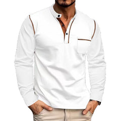 Stylish Men's Henley Polo Shirt with Contrast Trim - Perfect for Casual and Semi-Formal Occasions