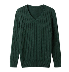 Classic V-Neck Cable Knit Sweater for Men - Perfect for Casual and Formal Wear