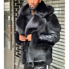 Luxurious Faux Fur Trimmed Jacket for Men - Winter Fashion Essential