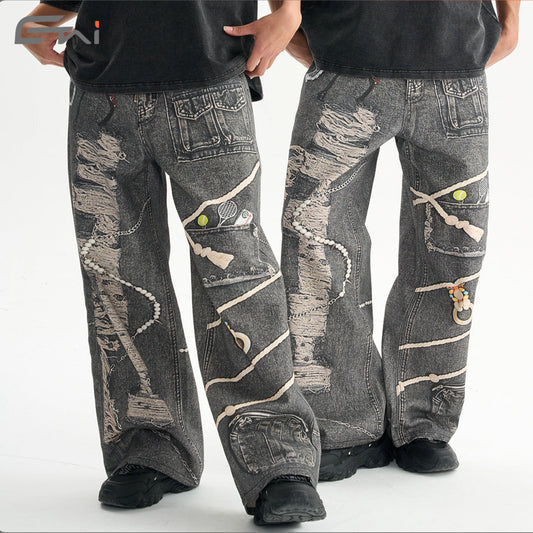 Customizable Wide-Leg Jeans with Unique Embellishments for Fashion Lovers