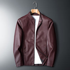 Stylish Stand-Collar Leather Jacket For Men - Perfect For Casual And Formal Wear