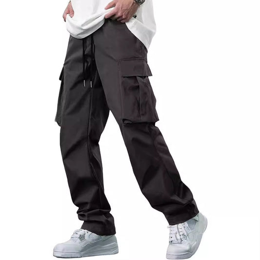 Men's Cargo Pants with Multi-Pockets and Adjustable Drawstring for Outdoor Activities