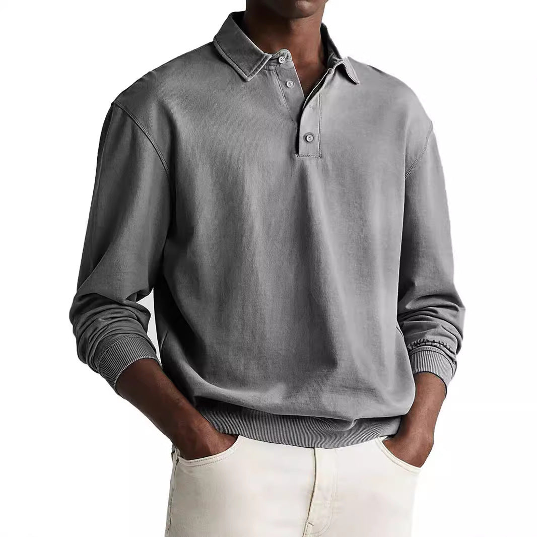 Stylish Long-Sleeve Polo Shirt For Men - Perfect For Casual And Semi-Formal Occasions