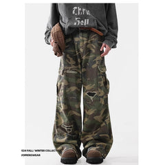 Camouflage Cargo Pants with Distressed Details for Women - Fall/Winter Fashion