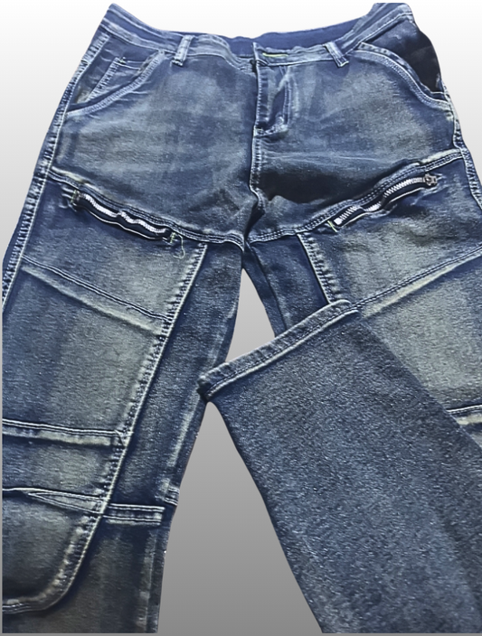 Men's Dark Blue Denim Stretch Jeans 32517765U