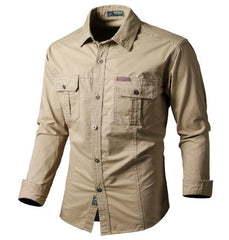 Men's Casual Outdoor Long Sleeve Shirt with Functional Pockets