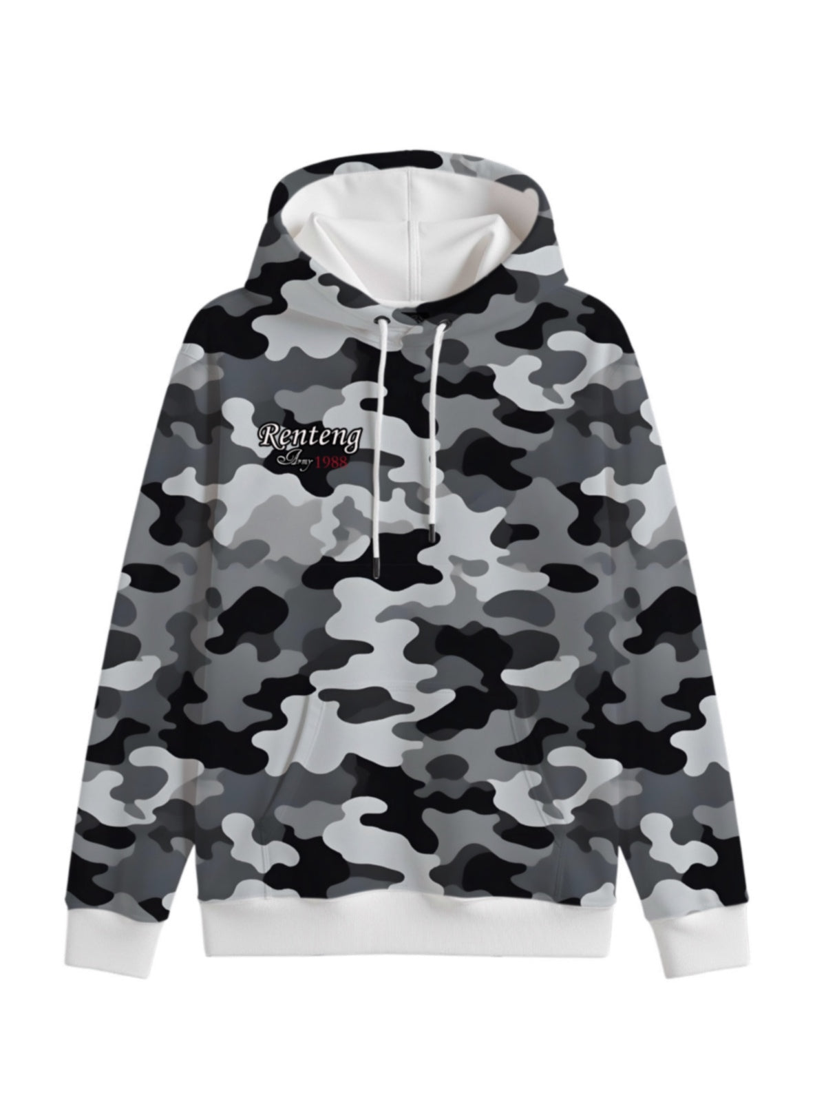 Camouflage Print Hoodie with Contrast Trim for Men - Perfect for Casual Wear and Outdoor Activities