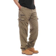 Men's Vintage Outdoor Tactical Cotton Elastic Waist Multi-Pocket Loose Cargo Pants