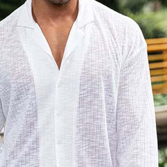 Men's Striped Breathable Long Sleeve Shirt MTA0342D4X