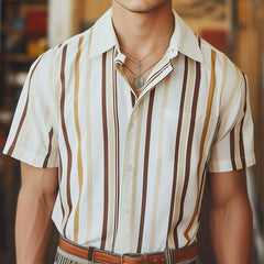 Men's Stylish Retro Short Sleeve Striped Shirt MTA2585C5P