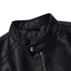 Men's Stand Collar Zip Leather Jacket 58055758X