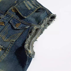 Men's Denim Vest Large Size Motorcycle Casual Vest