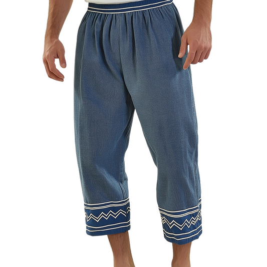 Men's Retro Casual Ethnic Style Geometric Print Cropped Pants MTA0224D9TO