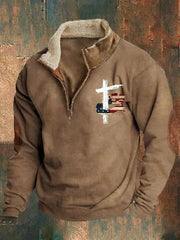 Cozy Half-Zip Pullover with Horse Emblem for Outdoor Enthusiasts