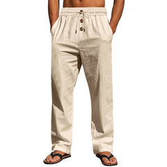 Men's Casual Drawstring Pants with Button Closure - Perfect for Summer and Everyday Wear