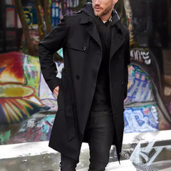 Classic Double-Breasted Trench Coat For Men - Stylish And Versatile Outerwear