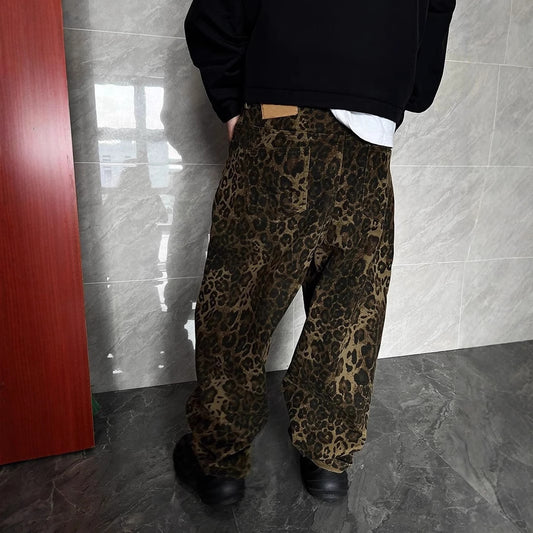 Leopard Print Wide-Leg Pants with Oversized Knit Sweater Set