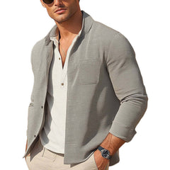 Men's Spring And Summer Thin Gray Texture Casual Shirt MTA1968C7U