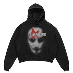 Hooded Sweatshirt with Bold Graphic Design and Zip-Up Closure