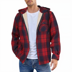 Flannel European And American Men's Jacket 2024 New Amazon Long-sleeved Hooded Plus Velvet Loose Men's Casual Jacket
