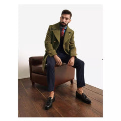 Classic Double-Breasted Pea Coat for Men - Perfect for Fall and Winter