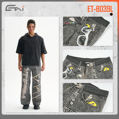 Customizable Wide-Leg Jeans with Unique Embellishments for Fashion Lovers