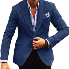 Men's Vintage Herringbone Lapel Single Breasted Blazer 84719153M