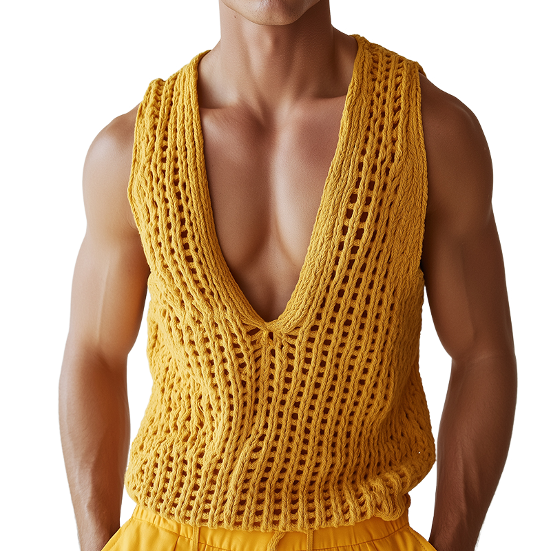 Men's Vintage Casual Solid Knit Tank Top MTA0782D7TO