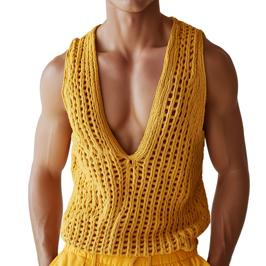 Men's Vintage Casual Solid Knit Tank Top MTA0782D7TO