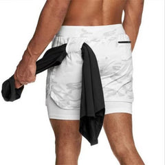 Men's Loose Running Shorts - Double-Layer Design, Multi-Pockets, Athletic/Casual Outdoor Gym Wear