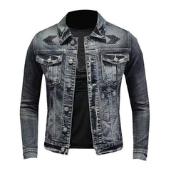 Stylish Men's Denim Jacket with Unique Embroidery - Perfect for Casual and Trendy Looks