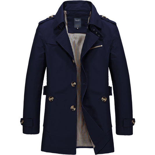 Men's Classic Double-Breasted Trench Coat - Stylish and Versatile for All Seasons
