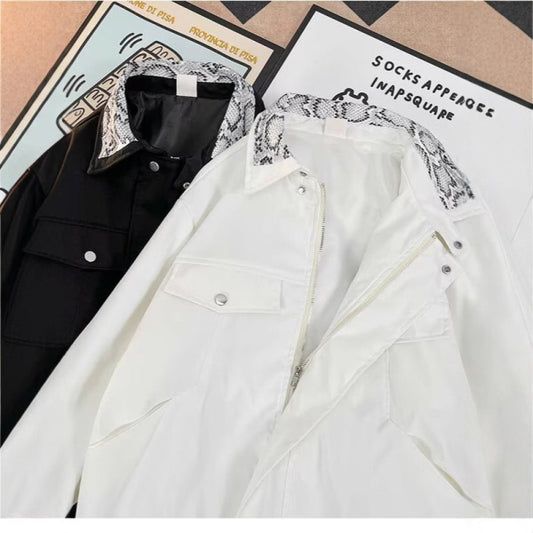 Stylish Snake Print Collar Jacket for Casual and Fashionable Looks