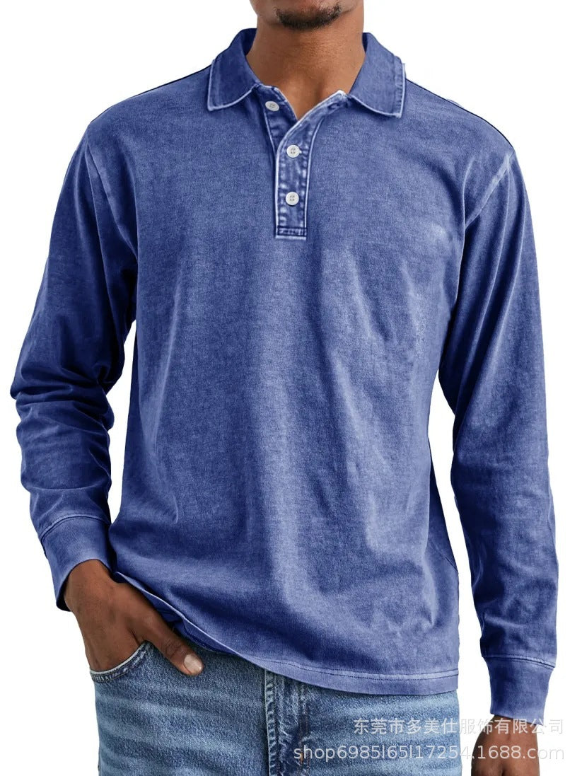 Stylish Long-Sleeve Polo Shirt for Men - Perfect for Casual and Semi-Formal Occasions