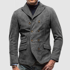 Olive Green Double-Breasted Blazer for Men - Stylish and Versatile Jacket