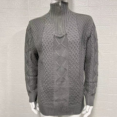 Cable Knit Zip-Up Sweater for Men - Winter Warmth and Stylish Design