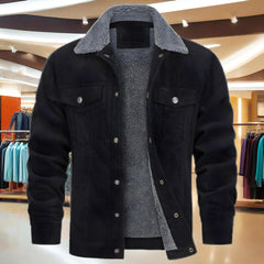 Winter-Ready Corduroy Jacket With Faux Fur Lining For Men