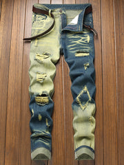 Distressed Denim Jeans With Unique Ripped Design For Men