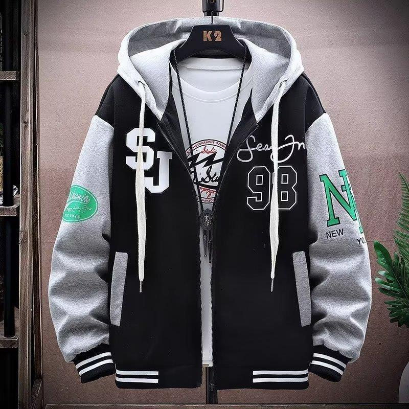 Stylish Hooded Jacket With Bold Lettering For Men - Perfect For Casual And Sporty Looks