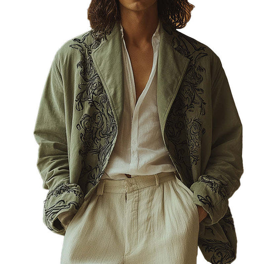 Men's Western Vintage Embroidered Shirt Coat MTA2837C5P