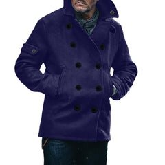 Classic Double-Breasted Pea Coat For Men - Perfect For Winter Outdoors