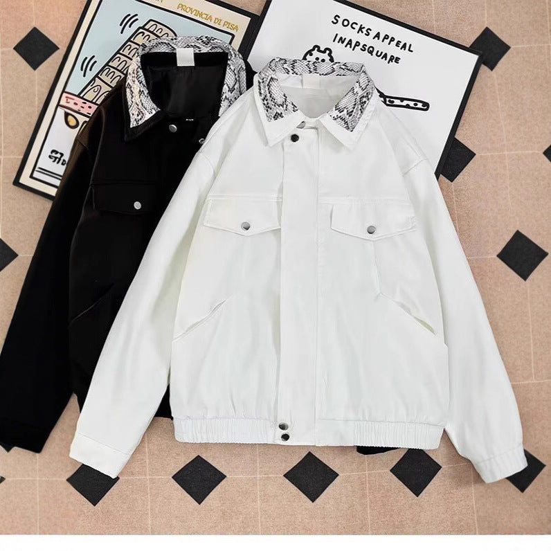 Stylish Snake Print Collar Jacket for Casual and Fashionable Looks