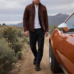 Soft Men's Leather Jacket - Zipper Design, Casual Outerwear